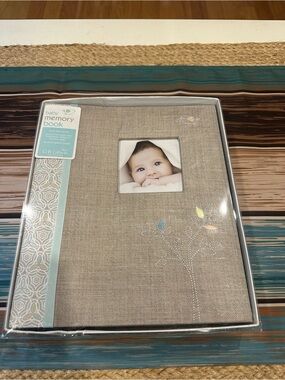 C.R. Gibson Linen-Look Baby Memory Book in Beige with Pastel Leaf -DAMAGED